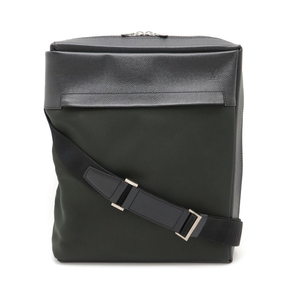 LOUIS VUITTON Taiga Beluga Crossbody Bag L shaped Zipper Leather Canvas Ardoise